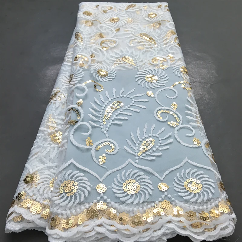 

Африканская сетчатая кружевная ткань 2025 года, новейший дизайн, французская тюлевая кружевная ткань с блестками для женщин, свадебные платья, шитье A4068