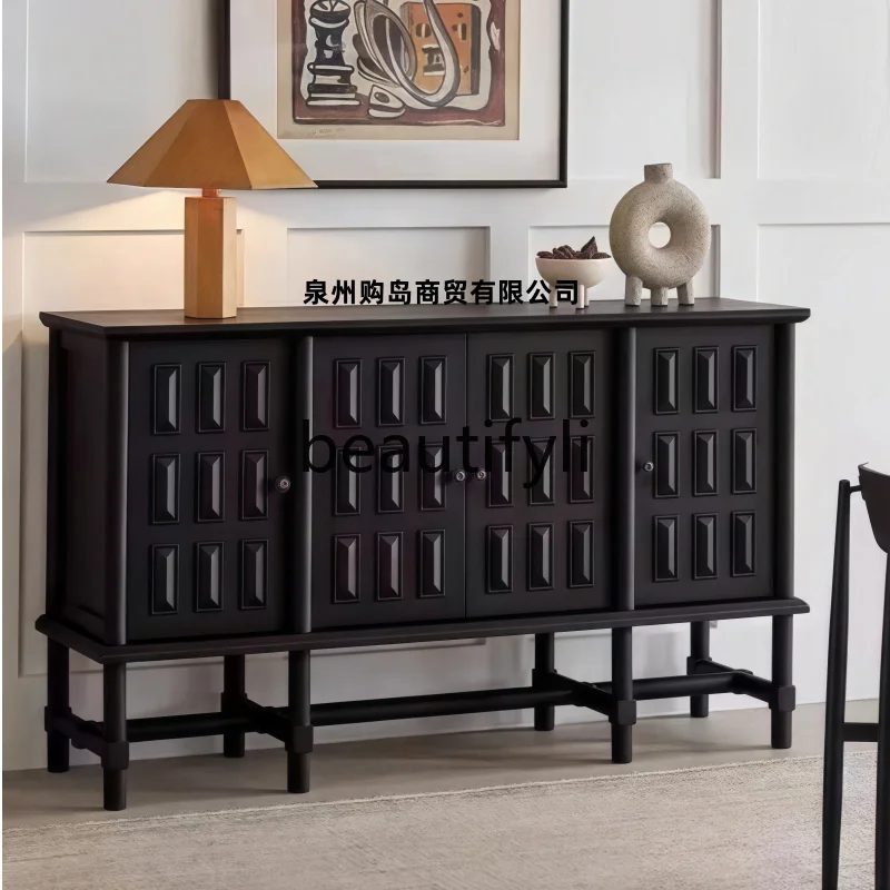 

American Retro Solid Wood Sideboard Cabinet Living Room Wall Storage Entryway Cabinet Vintage Style Storage Decorative Cabinet