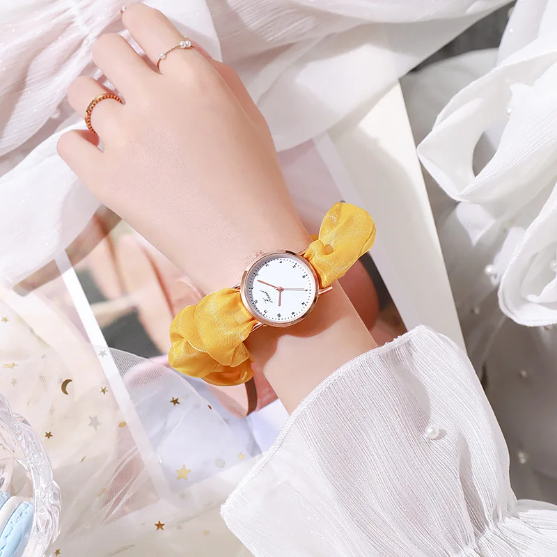 Montre Femme Creative Ribbon Women\'s Quartz Watches Ladies Color Fabric Belt Wristwatch for Women Stylish Dress Reloj Mujer