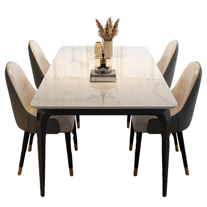 

Light luxury rock slab dining table and chair combination, modern simple marble for home use, table