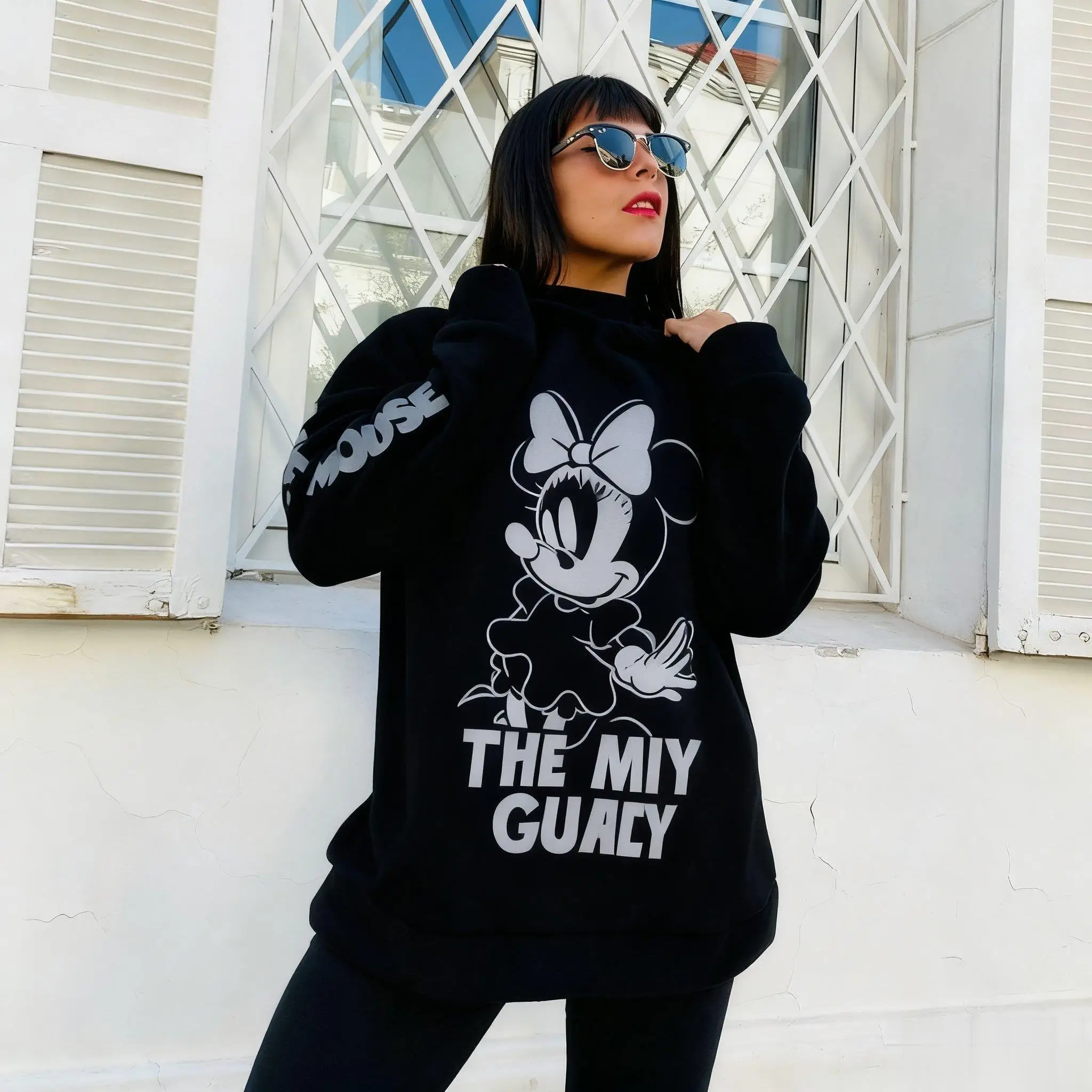 Felpa con cappuccio da donna Disney Minnie Mouse Pullover Streetwear Moda Cartoon Stampa Felpa in cotone casual allentata Taglie forti Y2k