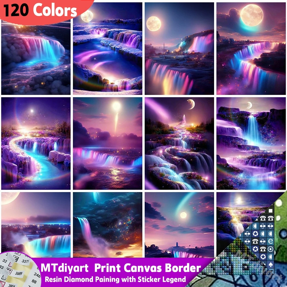 

Resin 120 Colors Diamond Painting With Sticker Legend Landscape Waterfall Diy Mosaic Moon Home Decor Art Handmade Gift