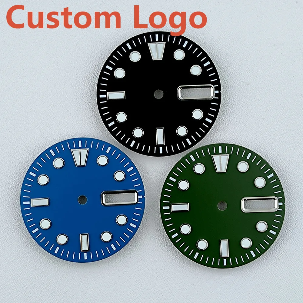 28.5mm Watch Dial N H36 Dial Watch dial Custom logo Ice Blue Super Luminous dial Suitable for N H36 movement watch accessories