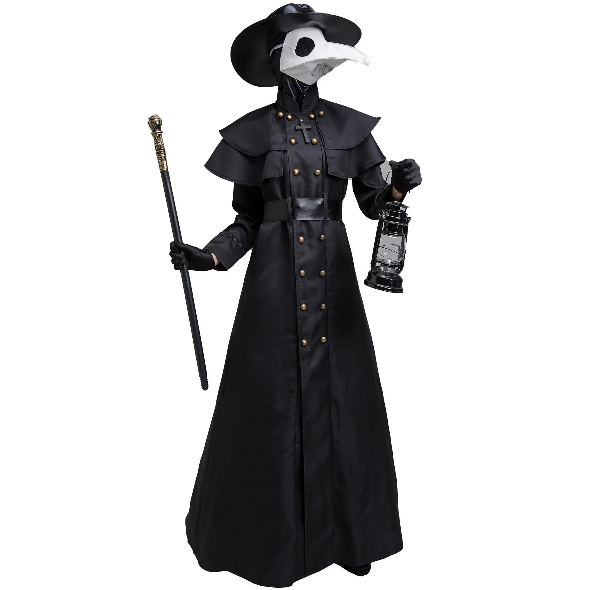 S-XL Medieval Steampunk Halloween Adulto Plague Doctor Crow Beak Película Disfraz