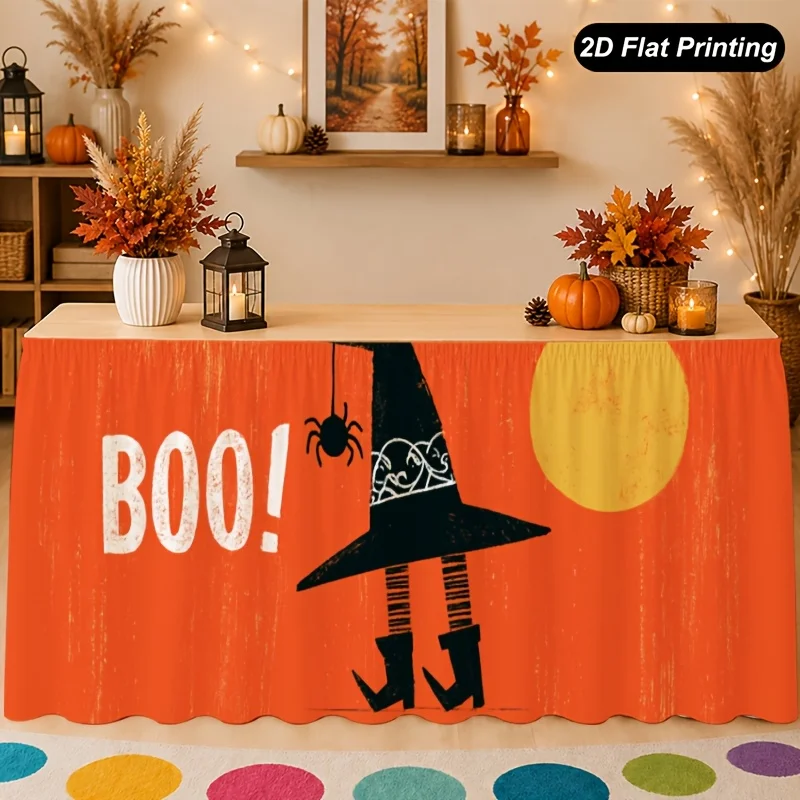 One autumn tablecloth, Boo witch hat, scary table skirt, perfect for decorating the family kitchen