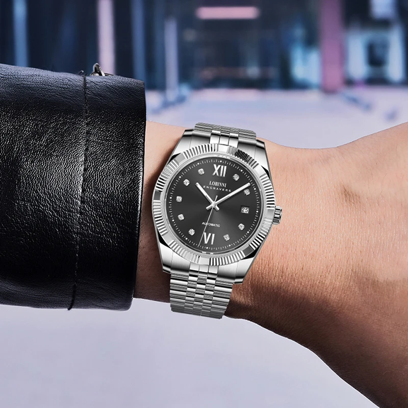 LOBINNI acciaio inossidabile 316L orologio da polso meccanico automatico maschile MIYOTA 8215 movimento zaffiro specchio Waterpoor orologi da uomo