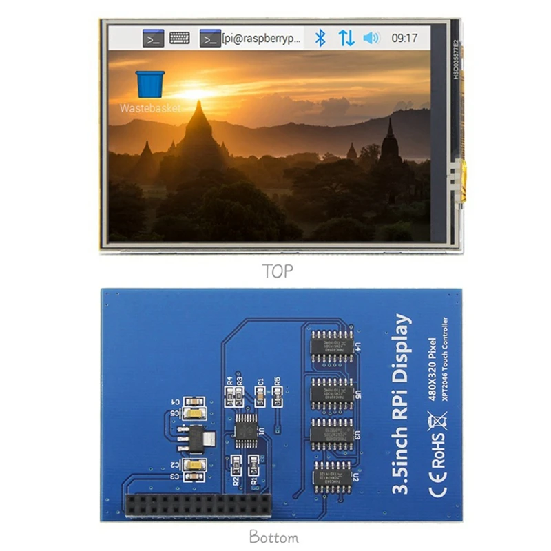Modulo touch screen B50B-3.5 pollici SPI 480X320 con touch screen resistivo con interfaccia ventola 5V per Raspberry Pi 3B +/4B