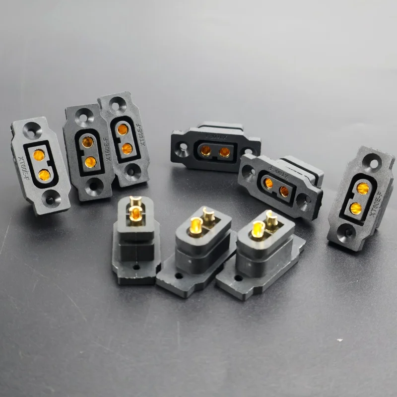 ขั้วต่อแบตเตอรี่ XT60E-F 6/12 ชิ้น ขั้วต่อตัวเมีย XT60E ชุบทอง ขั้วต่อแบบติดตั้งได้ XT60 สีดำ