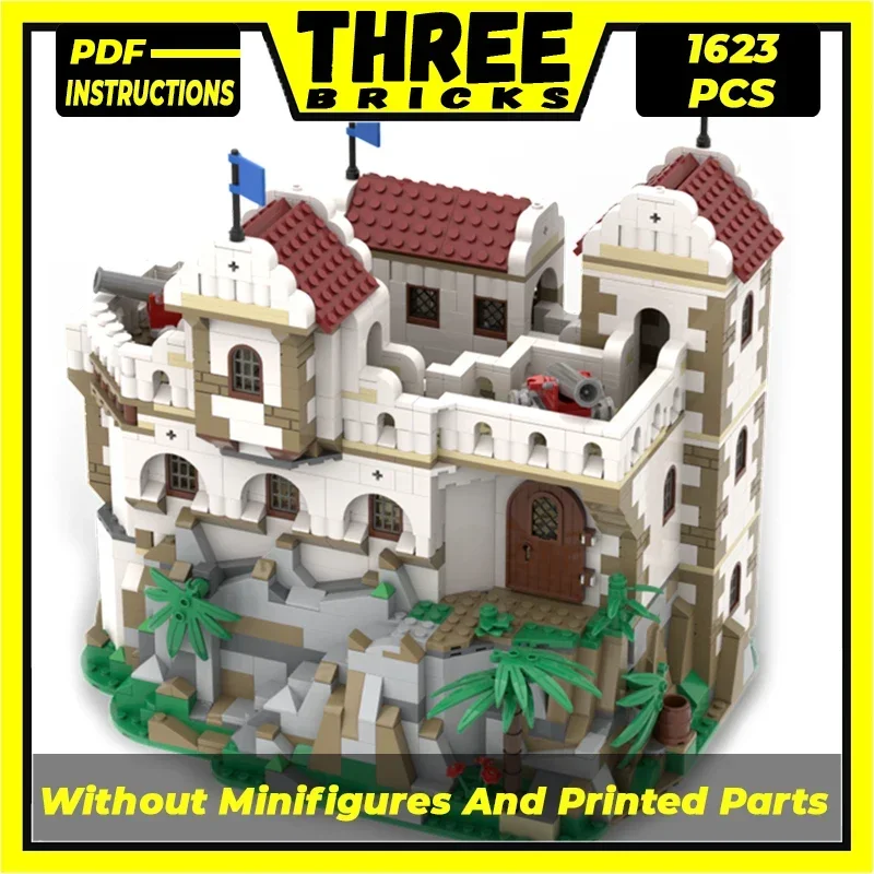 Modèle de château de briques MOC techniques, soldats espagnols, fort modulaire, blocs de construction, cadeaux de jouets pour enfants, ensembles de bricolage, assemblage