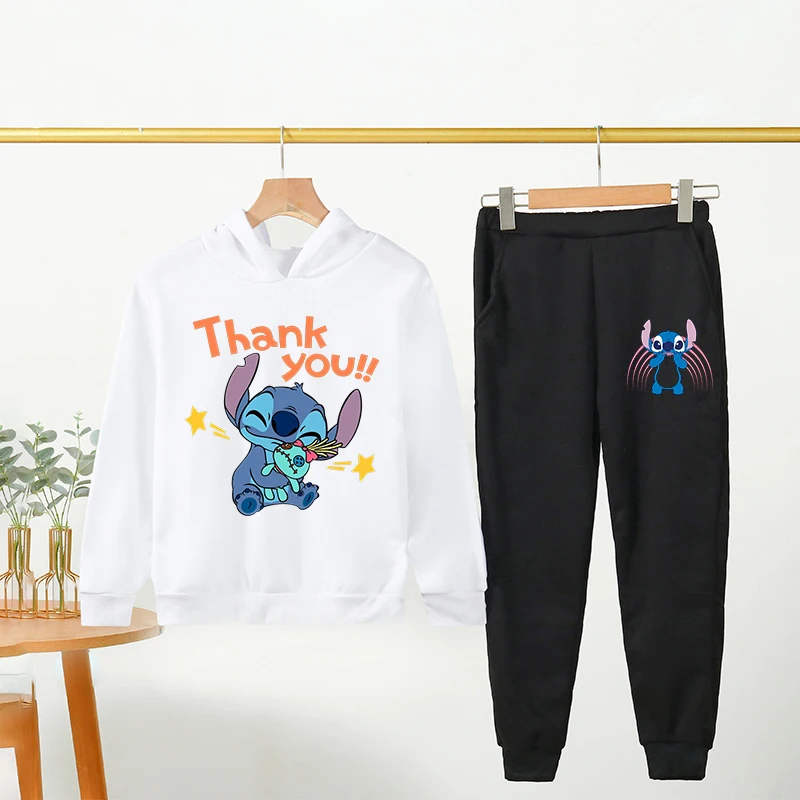 Ropa de marca Kawaii Stitch Sudadera con capucha conjunto sudaderas después Sudadera con capucha Sonic manga larga jersey niño niña conjunto de chándal