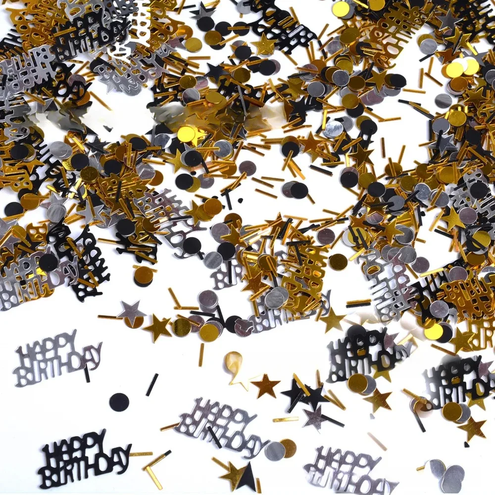 زينة طاولة حفلات أعياد الميلاد السعيدة باللون الذهبي لتزيين سطح الطاولة مع قطع قصاصات احتفالية لجو الحفلات #4