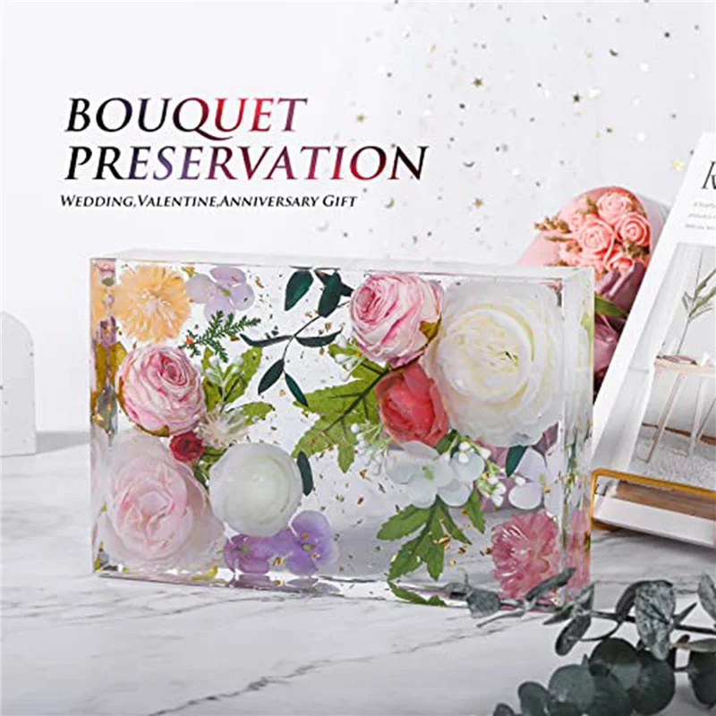 A85M 2X قوالب الراتنج الكبيرة، قوالب السيليكون المستطيلة لصب الراتنج، قوالب راتنجات الايبوكسي للحفاظ على الزهور #6