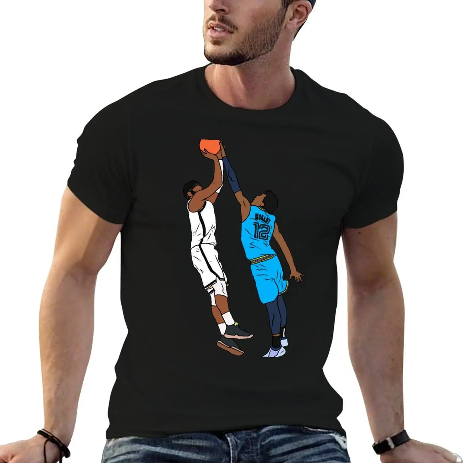 

Ja Morant Blocks Kyrie's Game Winner T-Shirt t shirts for man cotton funny t shirts for man slim fit T-Shirt