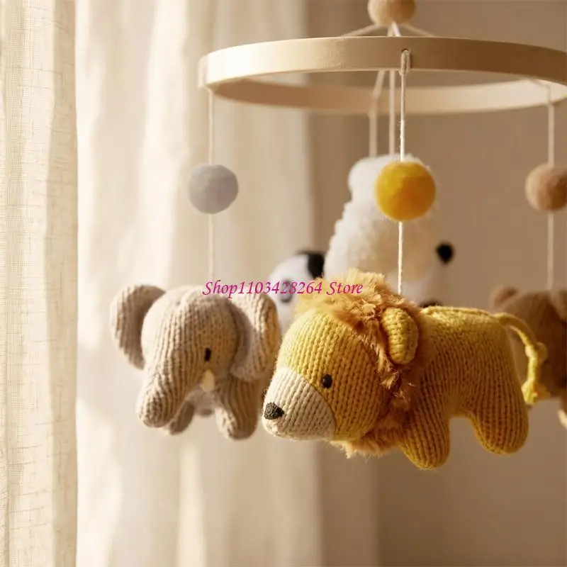  Neutral Baby Crib Mobile with Animal Pendants Hanging Toy for Nursery Display