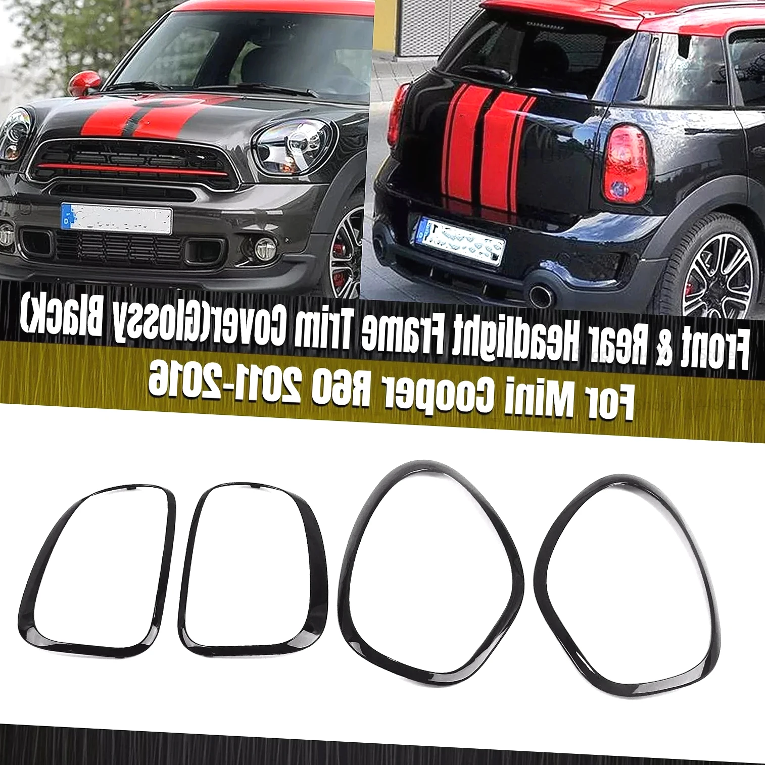 

Представляем! Глянцевая черная автомобильная фара, рамка заднего фонаря, комплект отделки кольцевой рамки, объемная крышка для Mini Cooper R60 Countryman 20