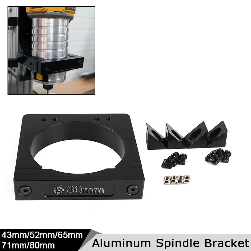 Openbuilds Kit dudukan poros Router, Diameter 52mm 65mm 71mm 80mm untuk Router CNC C-BEAM mesin penggilingan pengukir suku cadang DIY