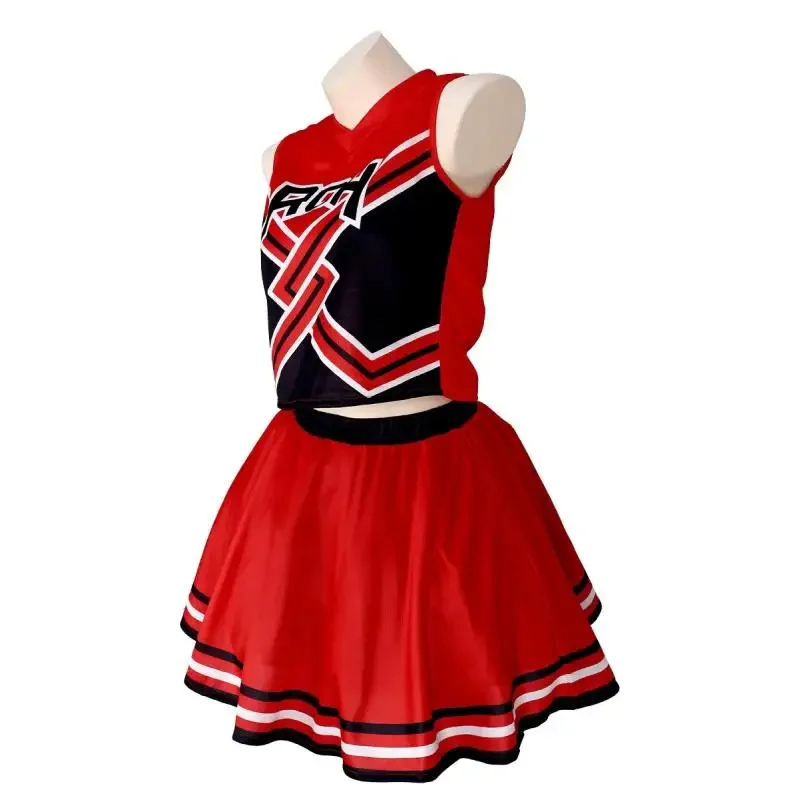 Womens Halloween Cheerleader Cosplay Outfit Bring it On Printed Tank Top Mini Skirt Uniform In Stock view 5