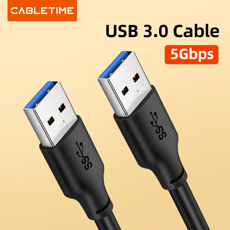 CABLETIME USB-USB A Мужской кабель 5 Гбит/с USB A Мужской удлинитель USB 3.0 для радиатора HardDisk USB 2.0Cable C266