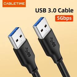 Cabletime usb para usb um cabo macho 5gbps usb um macho usb 3.0 extensor para radiador disco rígido usb 2.0cable c266