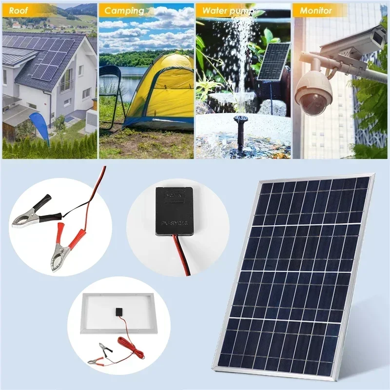 600W 300W Solar Panel 18V Polycrystalline Outdoor Rechargeable Solar Cell Solar Power Generator for Home Grasslands Emergency