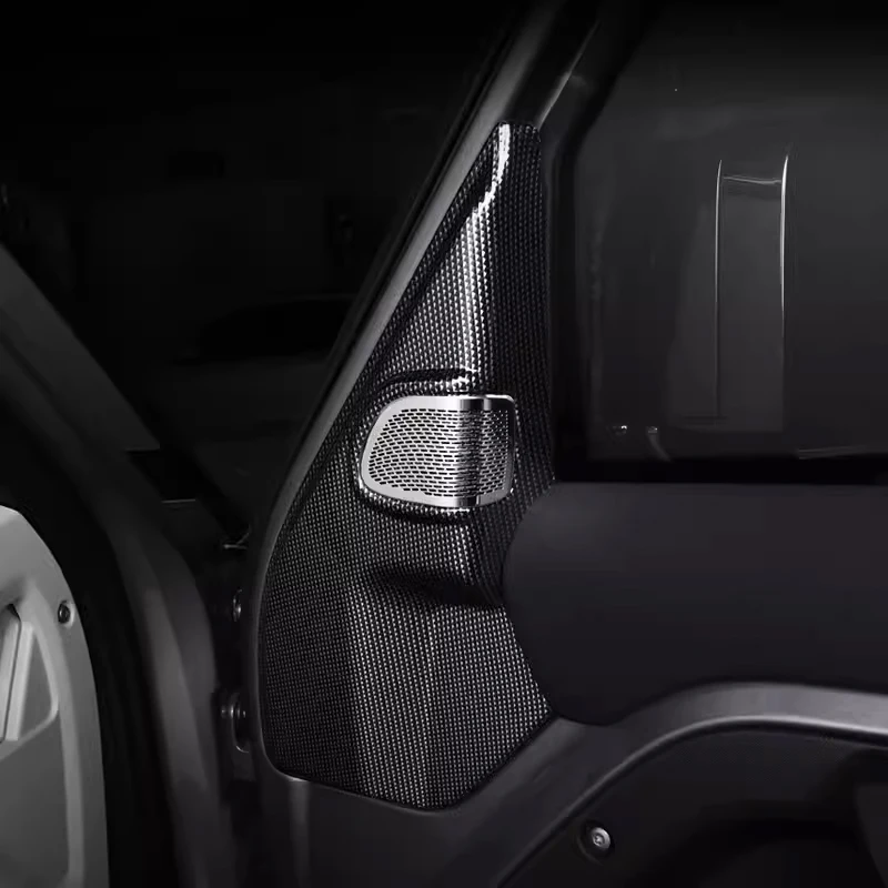 For Land Rover Defender 110 2020-2024 ABS Carbon Fiber Car Door A-pillar Speaker Horn Decoration Cover Stickers Car Accessories