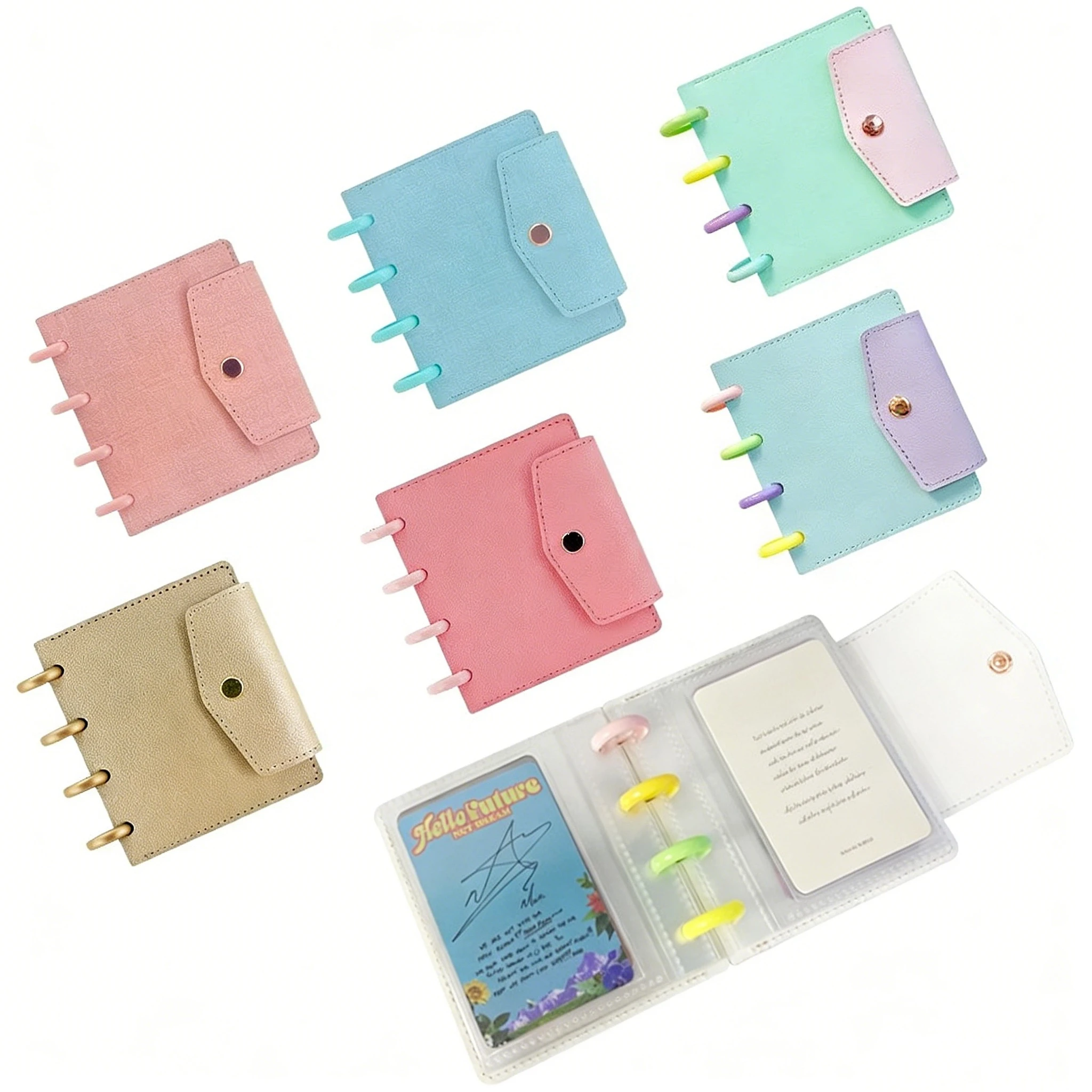 1pcs Multicolor Loose-leaf Mushroom Hole Card Book Transparent Plug-in Photo Album Mingxin Card Plan Record Portable Storage