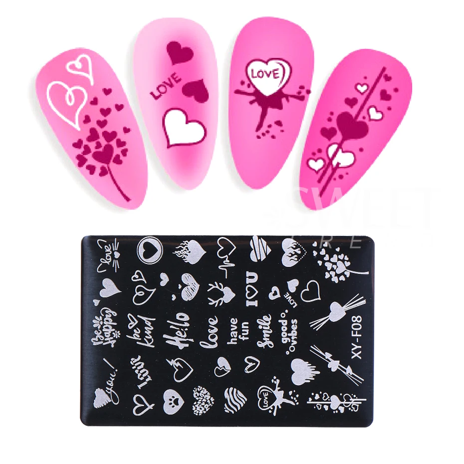 Love heart Nail Stamping Plates Butterfly Flower Leaf Mold Spring Template Plates Nail Art Accessories Stamper Sticker Decals