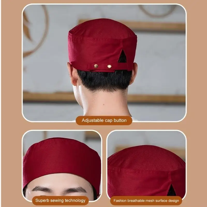 

L5YA Chefs and Waitstaff Work Hat Classical Sushi Staff Cook Hat Easy to Clean and Breathable Flat Hat for Multiple Head Size