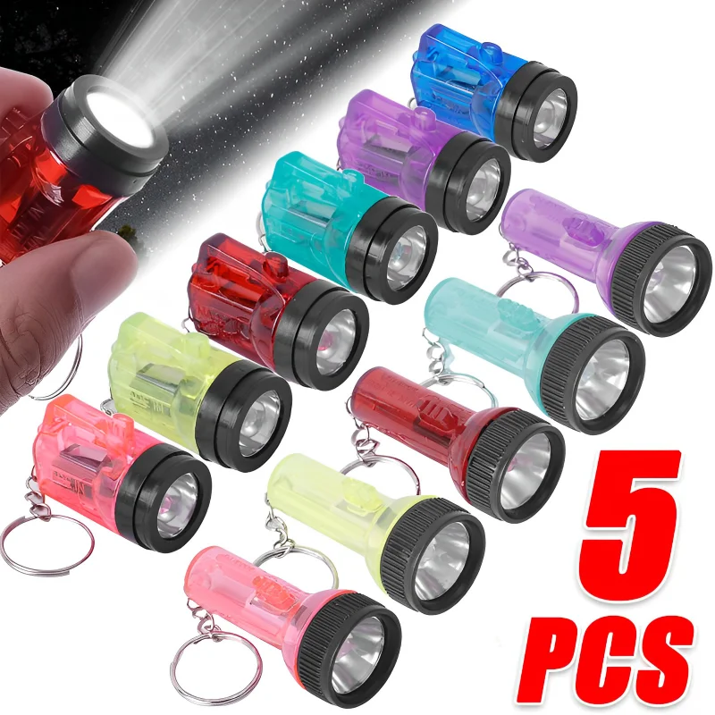 5/1PC Mini Flashlight Keychain Light Torch Mini LED Flashlight Keychain Key Chain Emergency Camping Lamp Portable Backpack Light