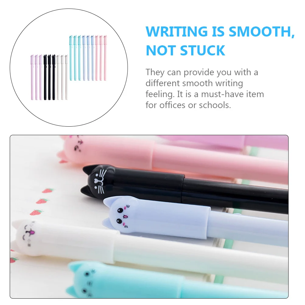 18Pcs Adorable Cat Pens Multi-Function Writing Pens Smooth Nib Design Materials Practical Gift for Friends