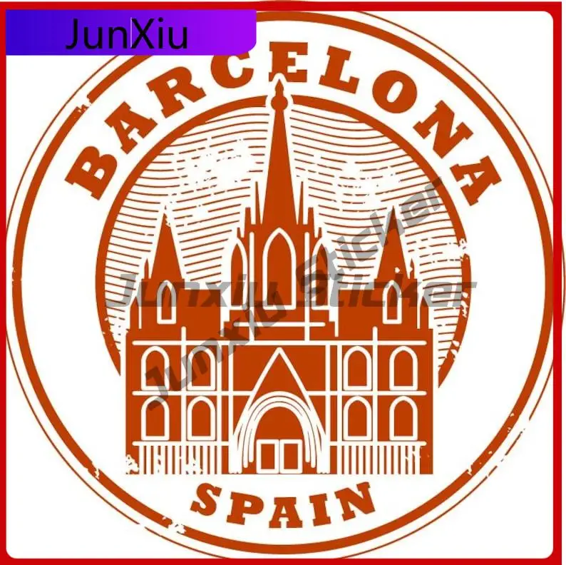 

Barcelona Spain Travel Sign Round Vinyl Sticker Bumper Anti Scratch Exterior Decal Custom Decals Adventure Stickers For Motorcyc