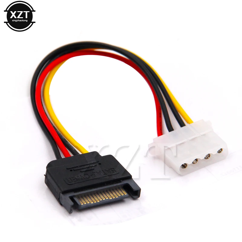 1PC High Quality 15 Pin SATA Male to Molex IDE 4 Pin Female Adapter HDD Power Extension Cable for Computer
