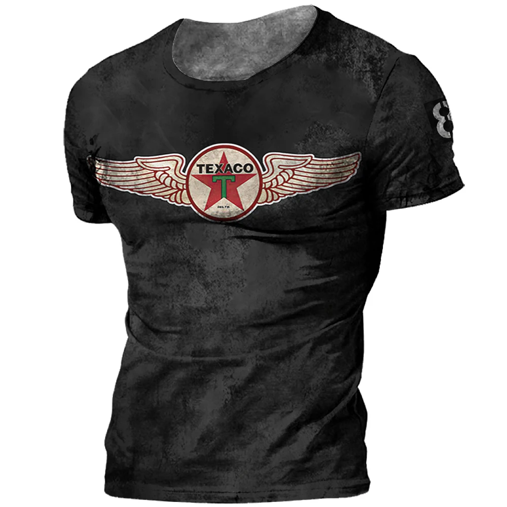 2023 Summer T-Shirt Men Vintage Print 3D American Route 66 T Shirt Short Sleeve Tee Tops Oversized Shirt Loose Male Clothing image 2