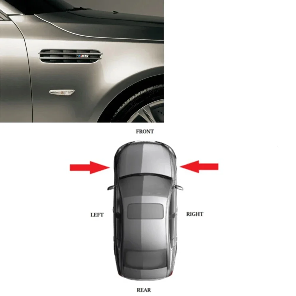 BMW 자동차 펜더 사이드 패널 그릴 통풍구, BMW 5 시리즈 E60 M5 배지 쌍, 왼쪽 및 오른쪽 2 개, 신제품 크롬