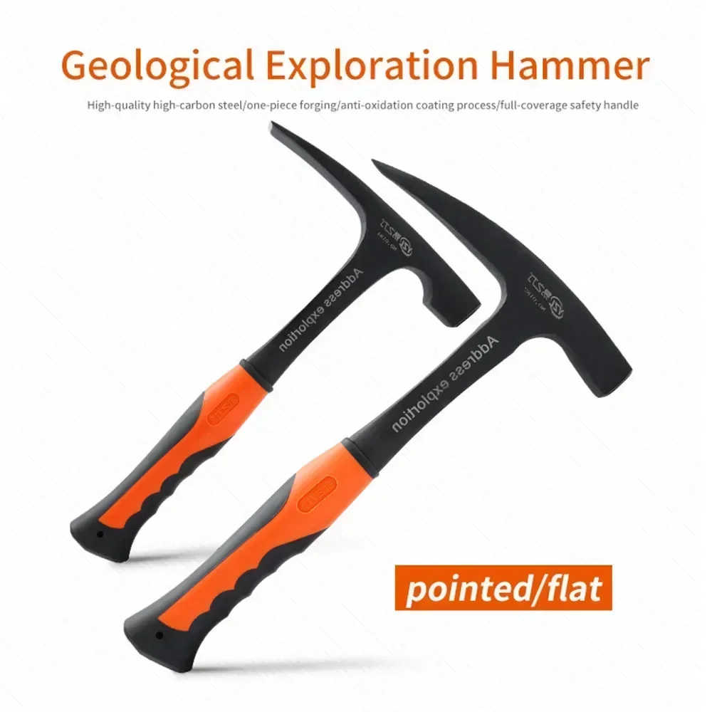 Multifunctional Hand Tool Geological Hammer Mine Exploration Survey Pointed Tip Multi-tool Construction Professional Tools