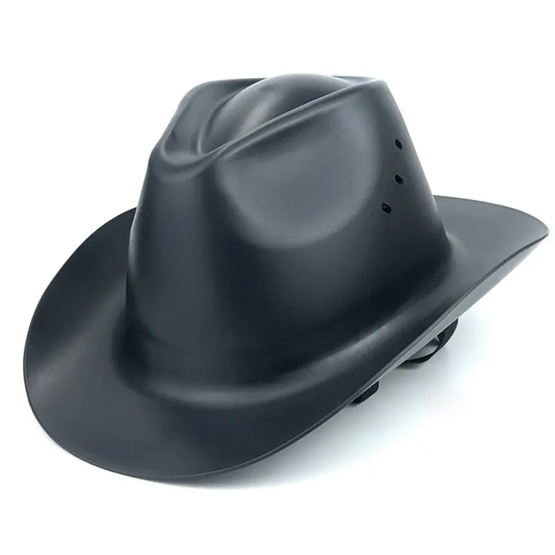 [NEW A09R!】 Cowboy Safety Helmet HDPE Full Brim Hard Hat With Vent Hole For Outdoor Construction Railway Rescue Work Cap A