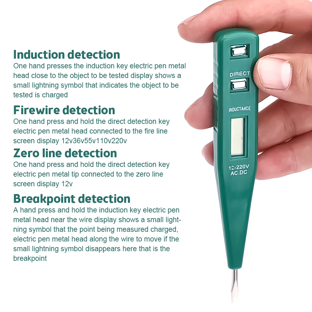 AC/DC 12-250V Digital Display Induced Electric Tester Multifunctional Voltage Test Pen Power Outlet Detector Sensor Tester Pen