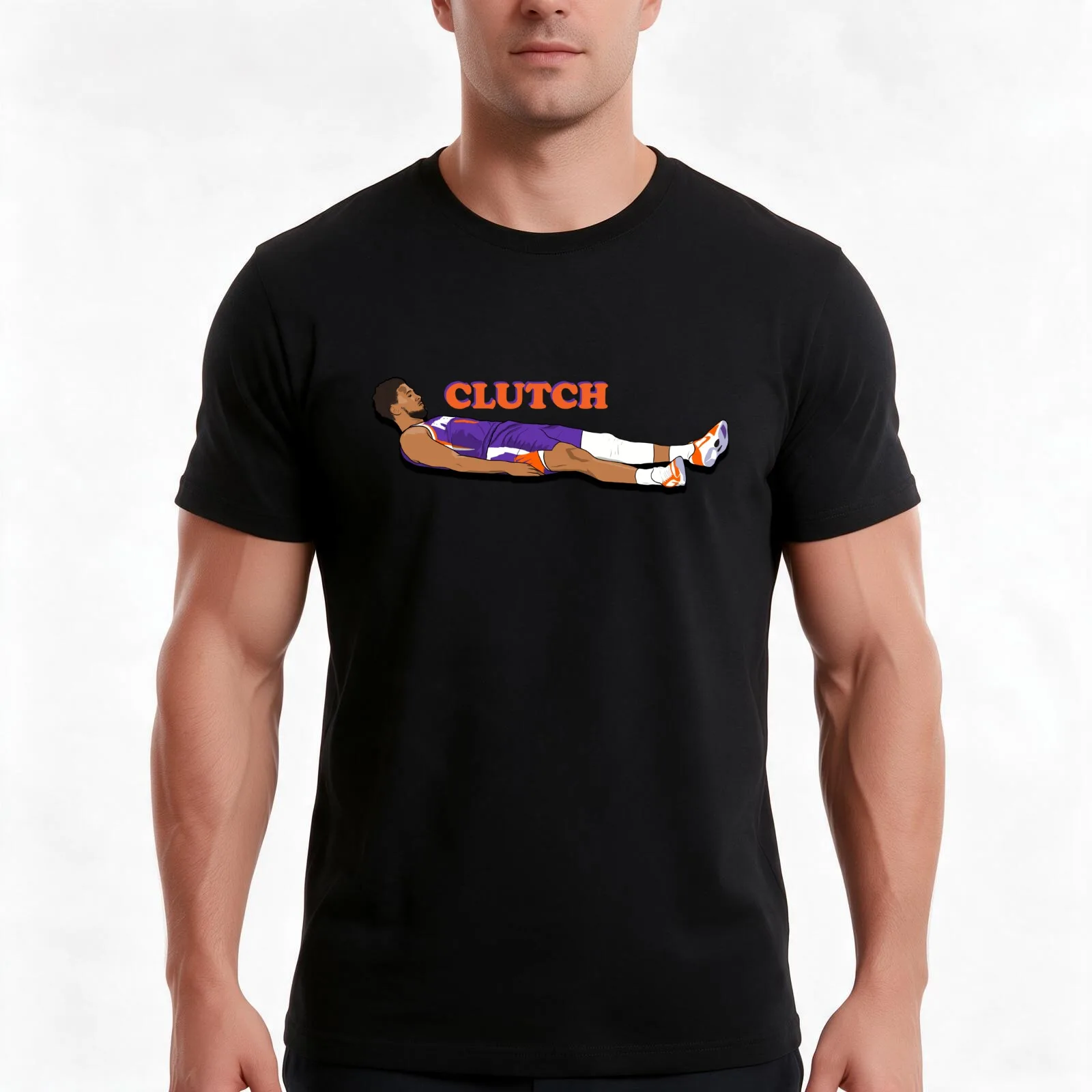 Devin Booker Clutch Phoenix Basketball T-Shirt, Summer Casual Cotton Tee, Oversized Streetwear Tops, Vintage Graphic Print