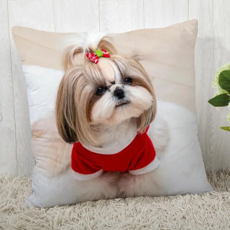 Shih Tzu Dog Pillow Cover Customize Pillowcase Modern Home Decorative Pillow Case For Living Room