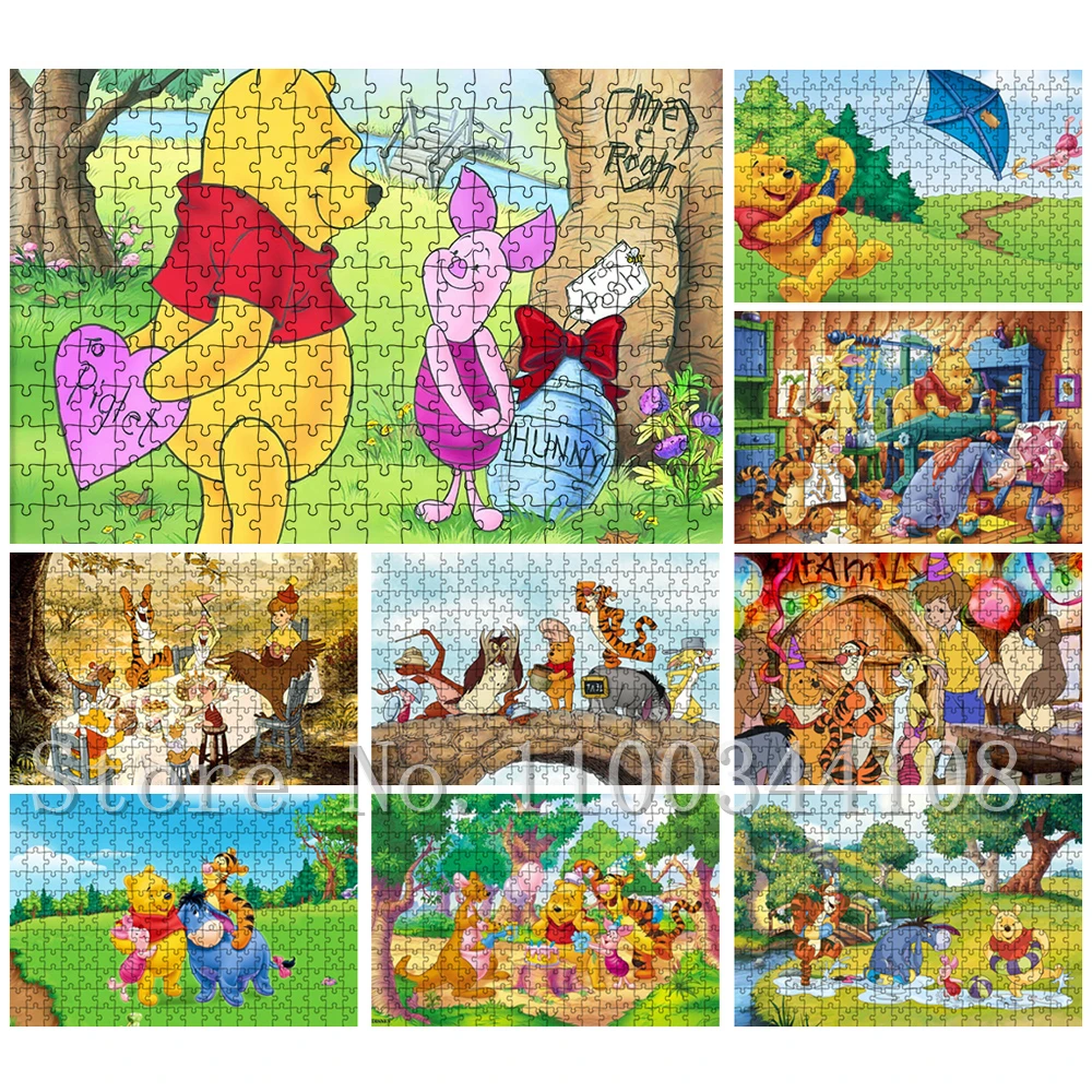 

Winnie The Pooth Jigsaw Puzzles Dianey Cartoon Movies Paper Puzzle for Children Training Observation Endurance Assemble Game Toy