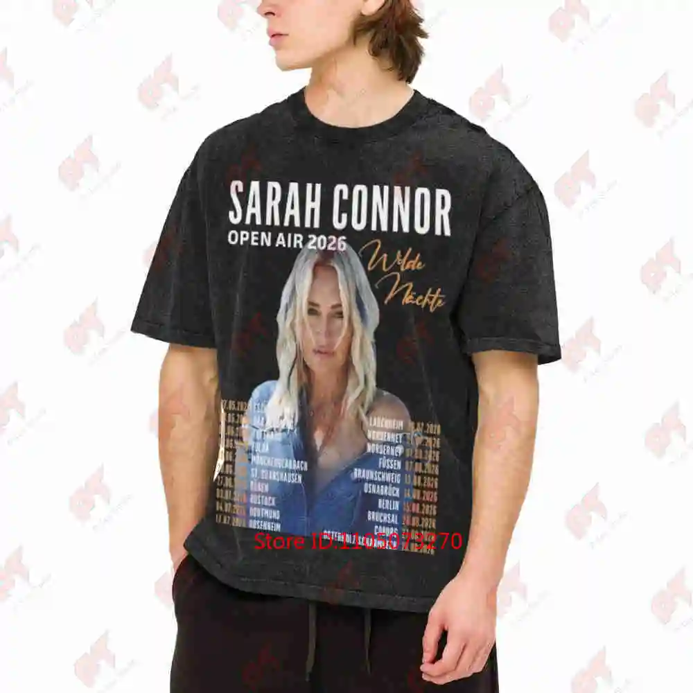 Sarah Connor Open Air 2025 Tour Dates Locations Vintage Washed Tee Pure Cotton T-Shirt