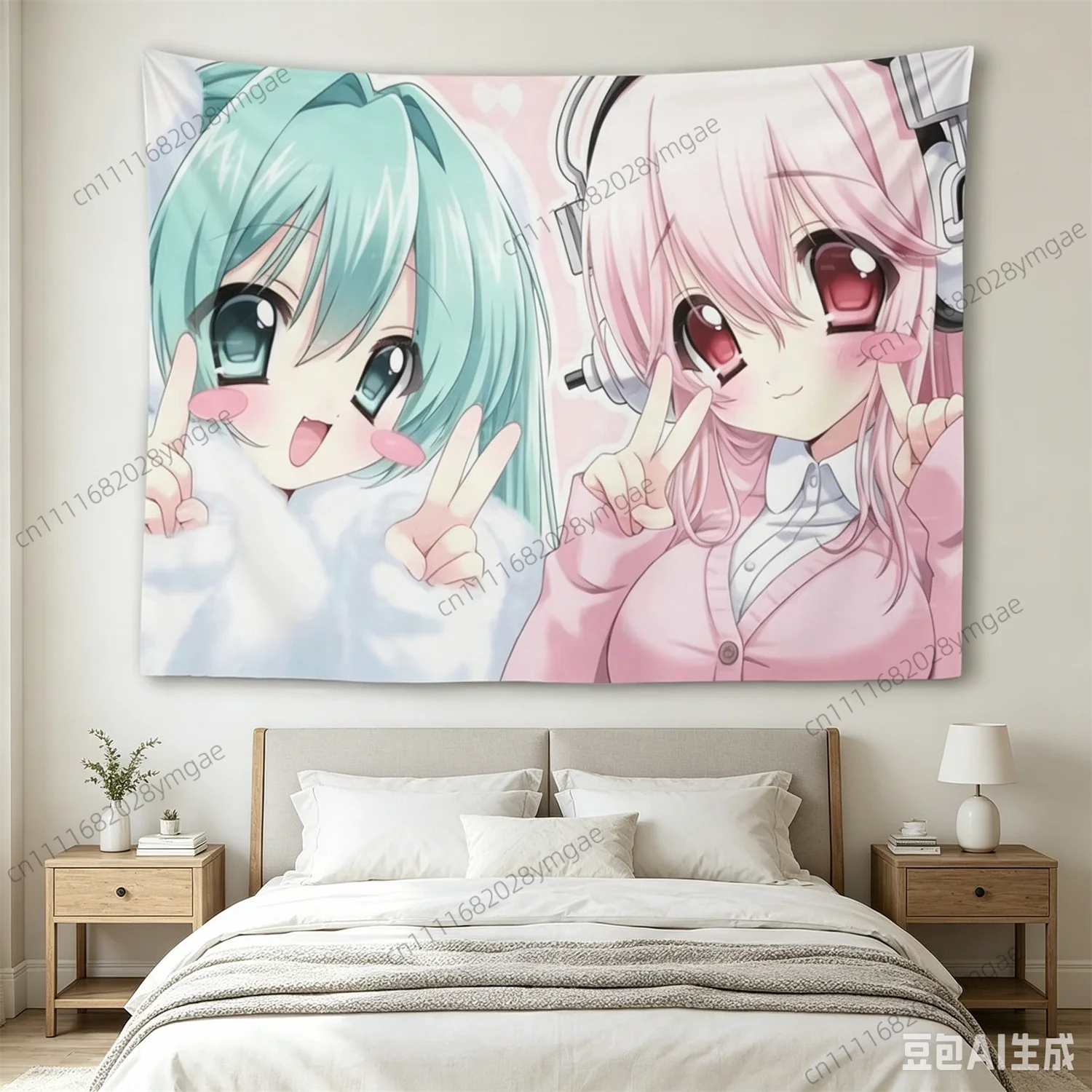 Ästhetische Niedliche Anime Super Sonico Wandteppich Cartoon Katzenmädchen Wandbehang für Schlafzimmer Wohnheim Kawaii Hintergrundtuch Fans Banner Geschenk – Detail 2