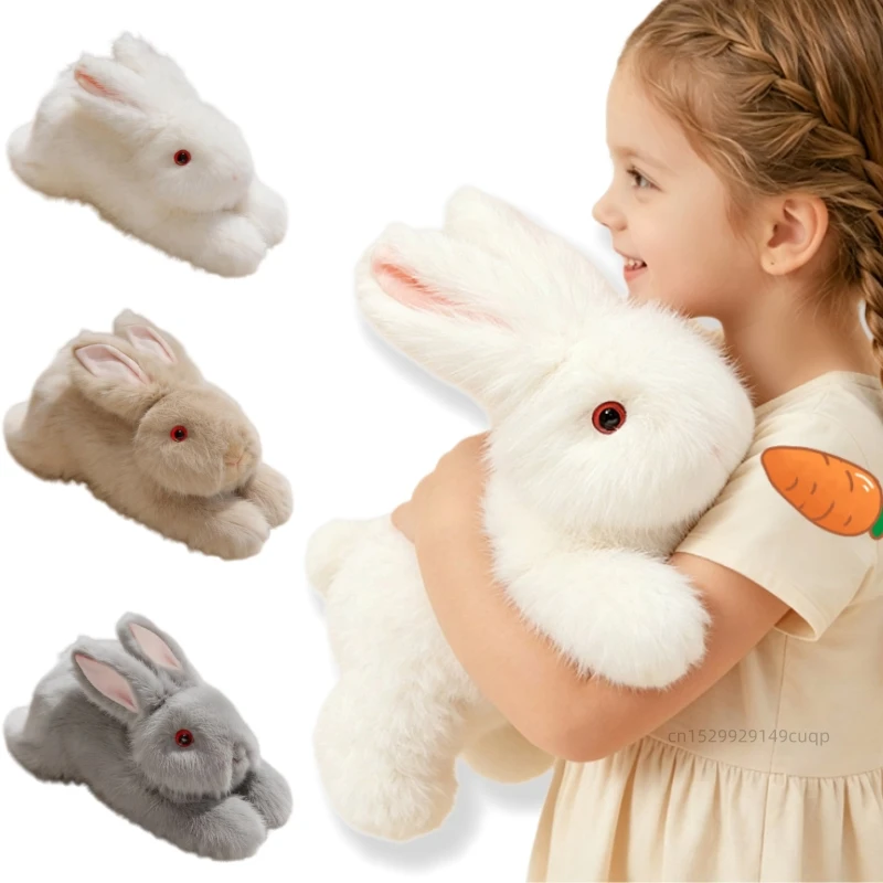 

45cm Simulation Long Ears Rabbit Plush Doll Pillow Lovely Long Fur Lying Rabbit Animal Stuffed Toy Home Decor Gift For Girls