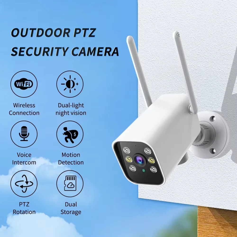 

Outdoor Security Camera 1080P HD, IP66 Waterproof, 355° Pan & 90° Tilt, Human Detection Tracking, Full Color Night Vision, 2-Way