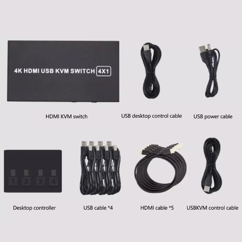 4X1 4 قناة KVM الجلاد HDMIمتوافق مع KVM مفاتيح 4K60hz KVM محول
