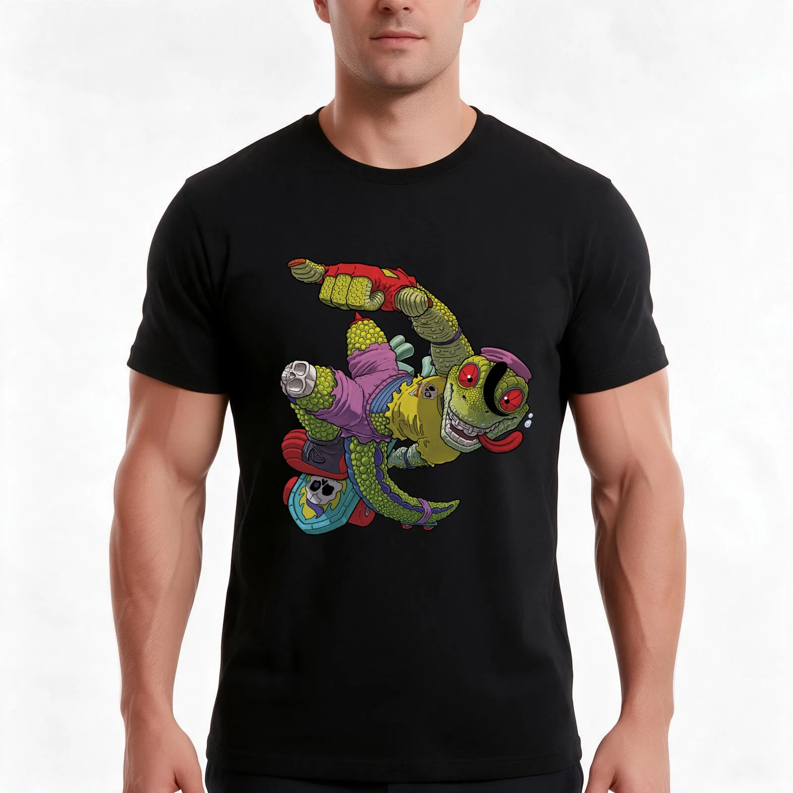Mondo Gecko the mutant lizard T-Shirt, Summer Casual Cotton Tee, Oversized Streetwear Tops, Vintage Graphic Print, 100% Cotton