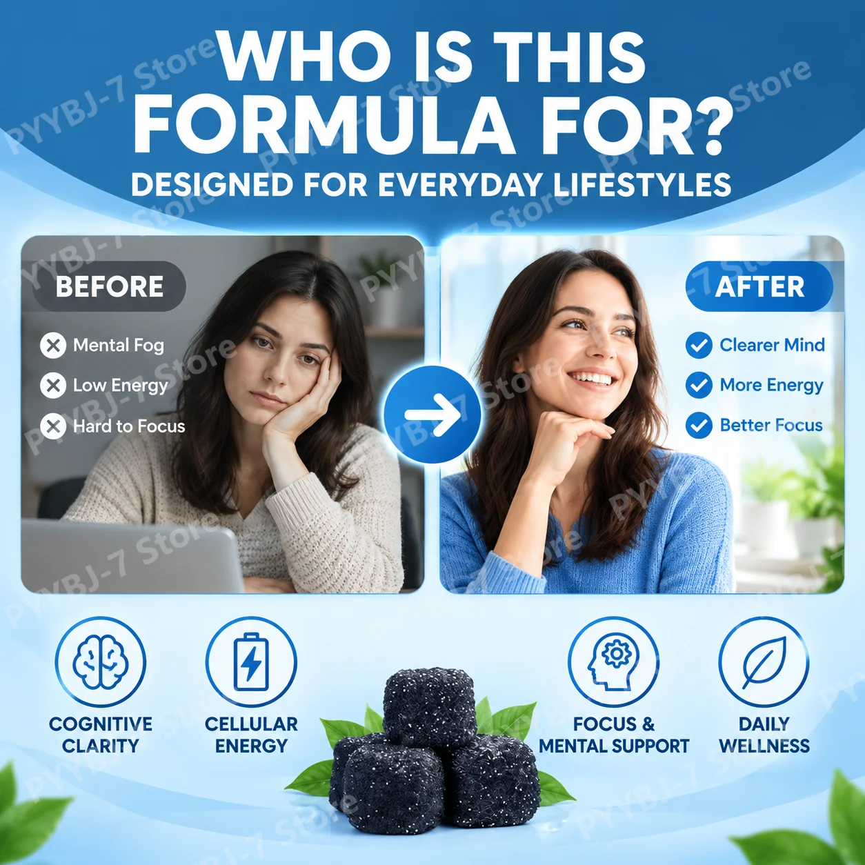 Methylene Blue Gummies 30Ct Crush Brain Fog & Fatigue PQQ NAC B2 B3 Focus Booster Cellular Energy Cognitive Clarity Chews
