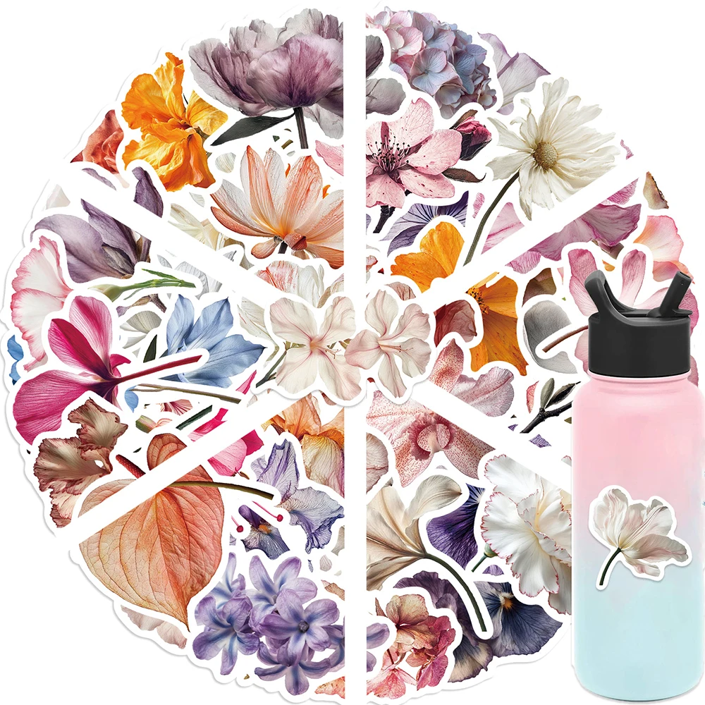 

10/30/50pcs INS Beautiful Flowers Plant Cartoon Stickers Aesthetic Decoration Decals DIY Phone Skateboard Helmet Graffiti Sticke