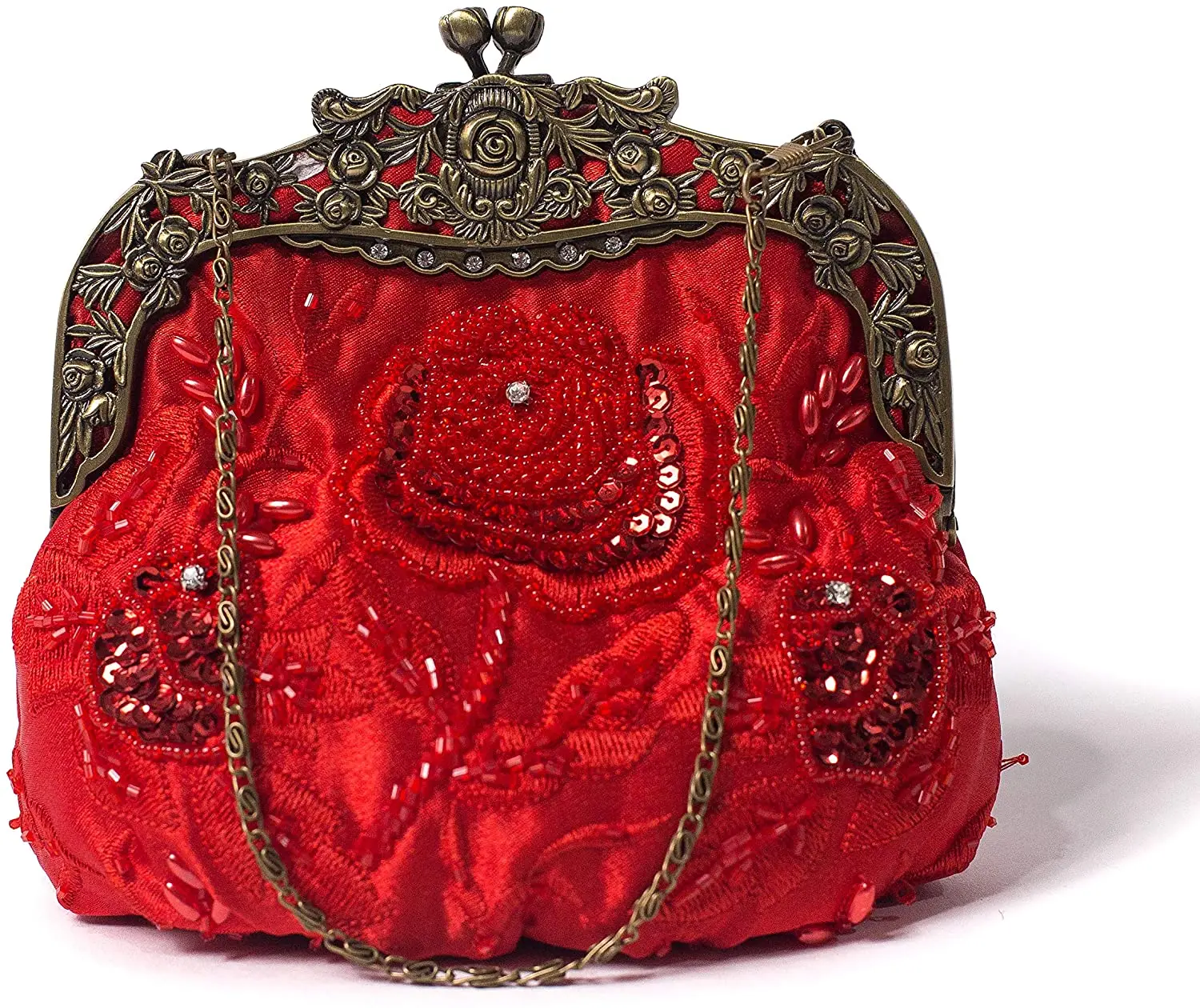 Women\'s Antique Beaded Party Clutch Vintage Rose Purse Evening Handbag make up bags wedding handbags women bags Gift Present