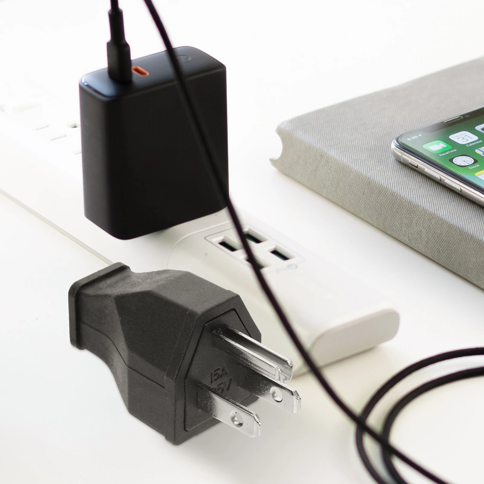 

2Pcs Electric Plug 15A 125V 3 Prong Grounding Plug End Resistant to 4000 Insertions Suitable for Portable Inverter Use